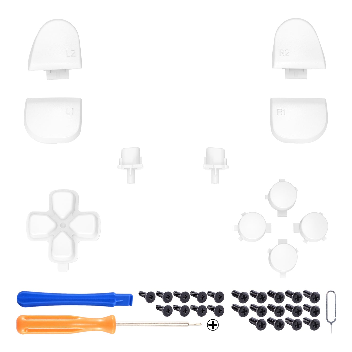 eXtremeRate Replacement Full Set Buttons Compatible with PS5 Controller BDM-030/040/050/060 - White