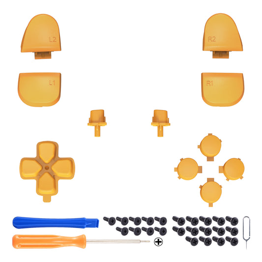 eXtremeRate Replacement Full Set Buttons Compatible with PS5 Controller BDM-030/040/050/060 - Caution Yellow