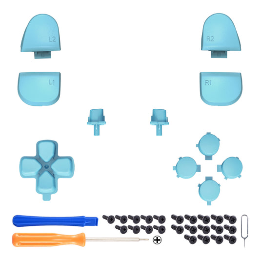 eXtremeRate Replacement Full Set Buttons Compatible with PS5 Controller BDM-030/040/050/060 - Heaven Blue