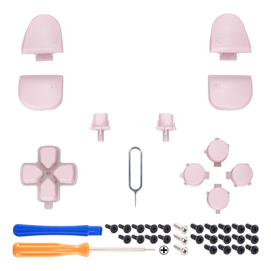 eXtremeRate Replacement Full Set Buttons Compatible with PS5 Controller BDM-030/040/050 - Cherry Blossoms Pink