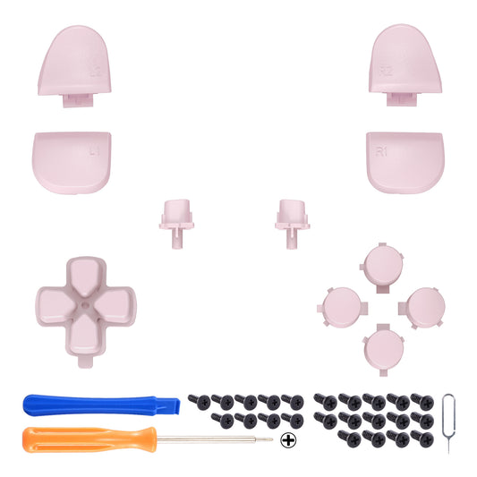 eXtremeRate Replacement Full Set Buttons Compatible with PS5 Controller BDM-030/040/050/060 - Cherry Blossoms Pink