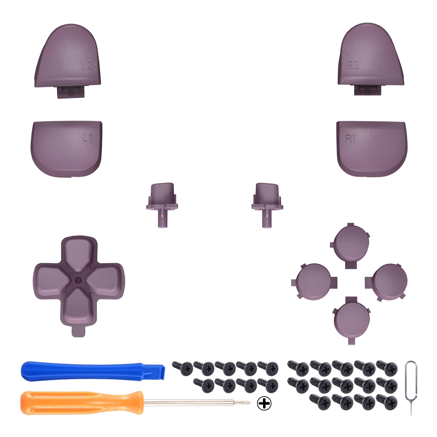 eXtremeRate Replacement Full Set Buttons Compatible with PS5 Controller BDM-030/040/050/060 - Dark Grayish Violet