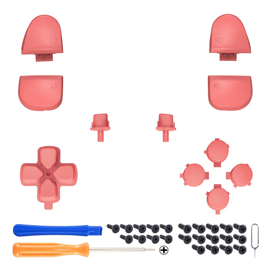 eXtremeRate Replacement Full Set Buttons Compatible with PS5 Controller BDM-030/040/050/060 - Coral
