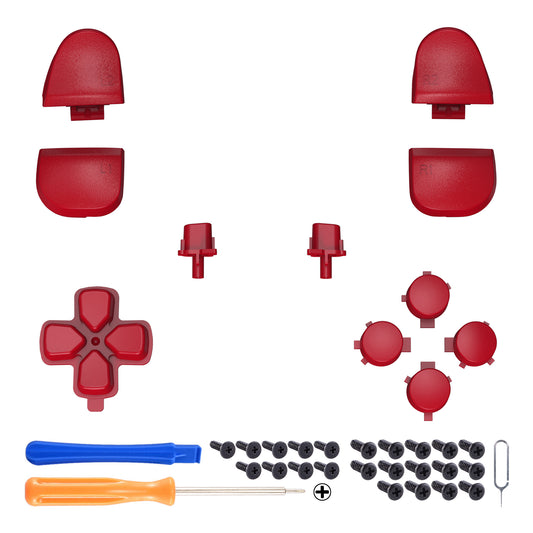 eXtremeRate Replacement Full Set Buttons Compatible with PS5 Controller BDM-030/040/050/060 - Passion Red