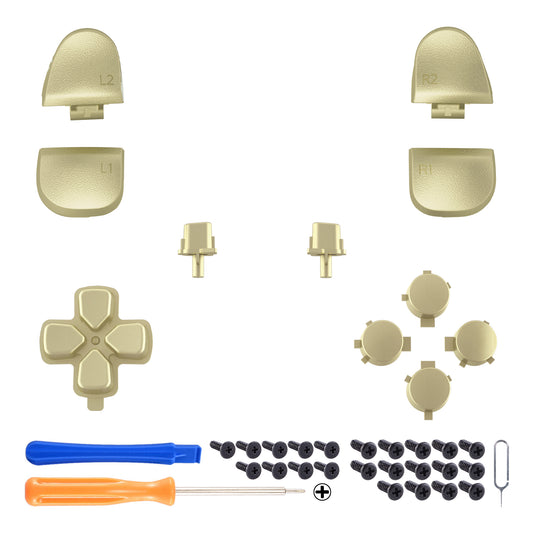 eXtremeRate Replacement Full Set Buttons Compatible with PS5 Controller BDM-030/040/050/060 - Metallic Champagne Gold