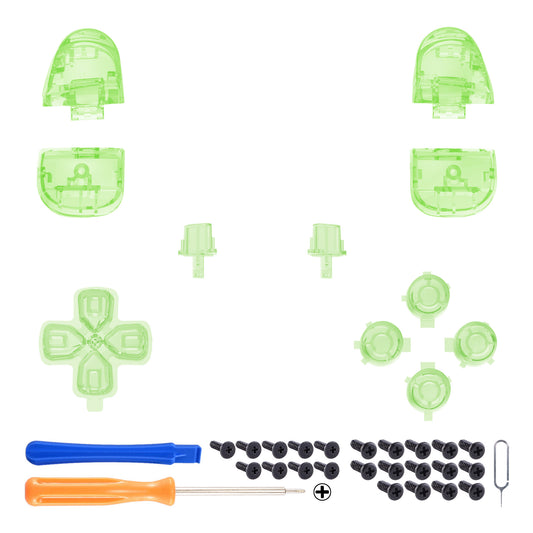 eXtremeRate Replacement Full Set Buttons Compatible with PS5 Controller BDM-030/040/050/060 - Clear Light Green