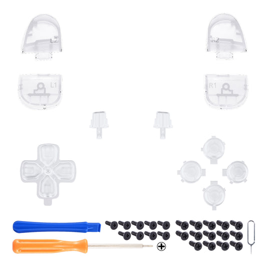eXtremeRate Replacement Full Set Buttons Compatible with PS5 Controller BDM-030/040/050/060 - Clear