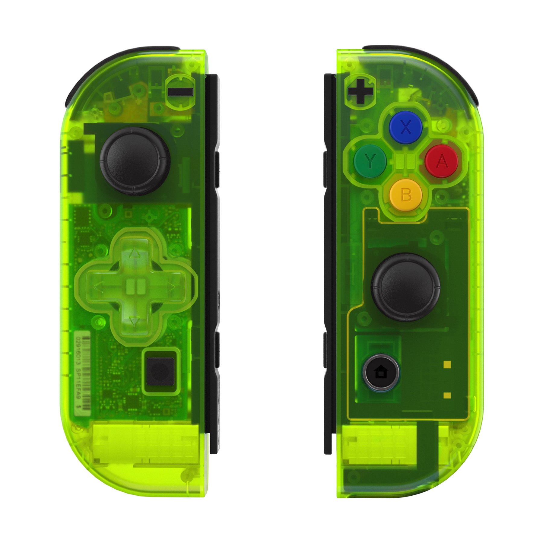 Nintendo Switch イエロー/グリーン eXtremeRate Clear Lime Green for Joycon Handheld Controller