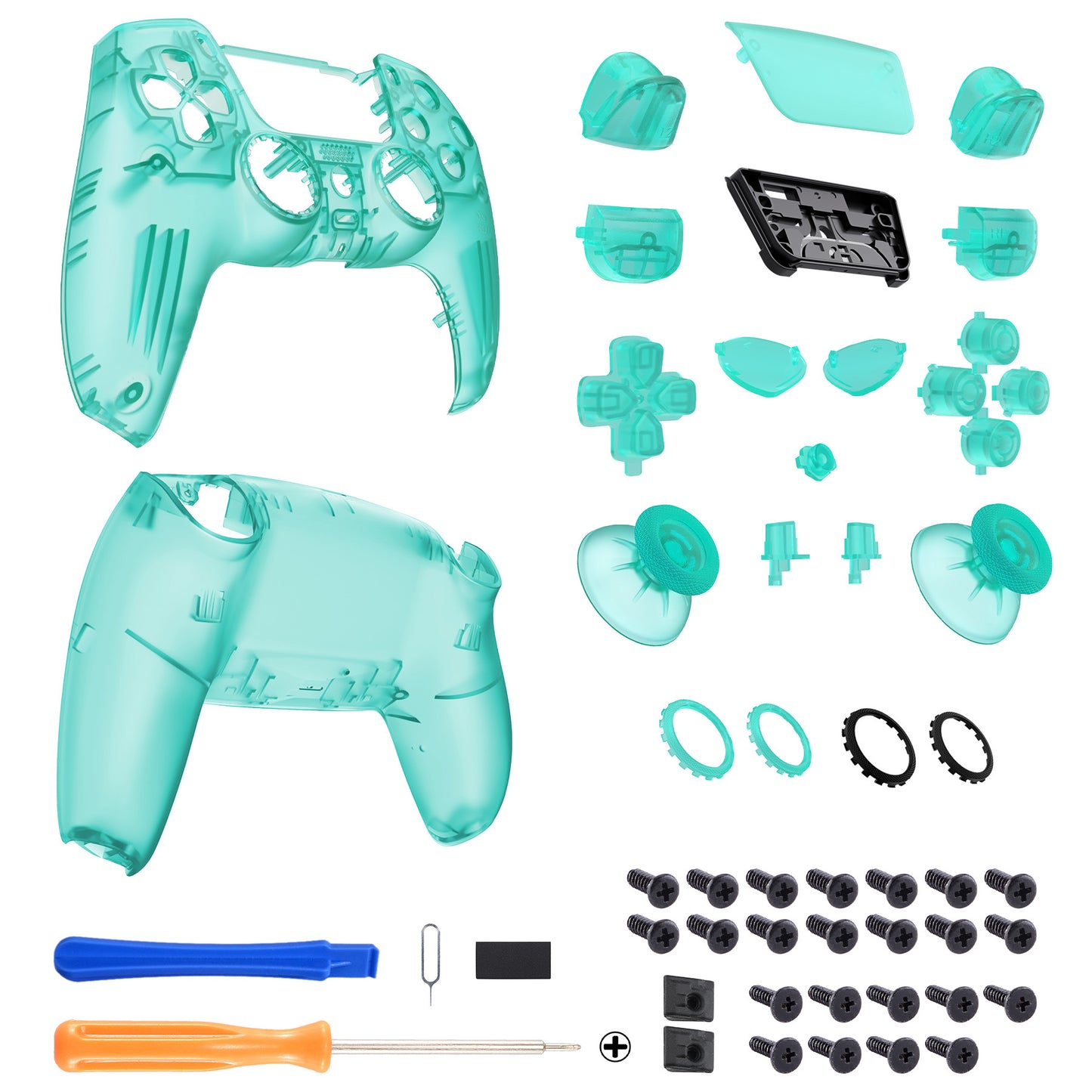 eXtremeRate LUNA Redesigned Replacement Full Set Shells with Buttons Compatible with PS5 Controller BDM-030/040/050 - Emerald Green