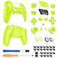 eXtremeRate LUNA Redesigned Replacement Full Set Shells with Buttons Compatible with PS5 Controller BDM-030/040/050 - Clear Lime Green