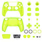 eXtremeRate LUNA Redesigned Replacement Full Set Shells with Buttons Compatible with PS5 Controller BDM-030/040/050 - Clear Lime Green