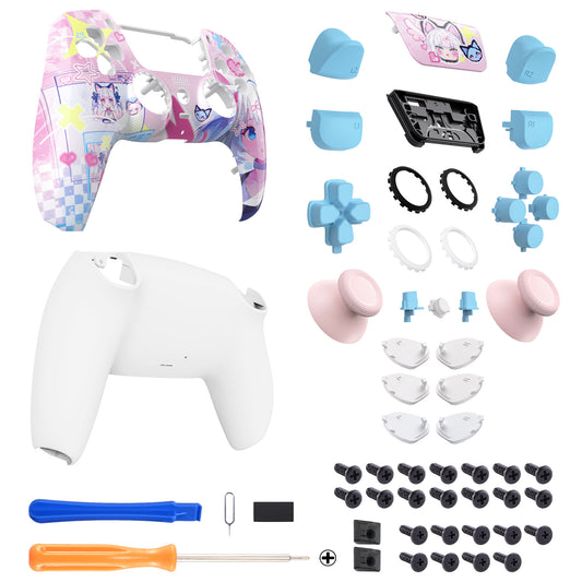 eXtremeRate LUNA Redesigned Replacement Full Set Shells with Buttons Compatible with PS5 Controller BDM-030/040/050 - MeWoow