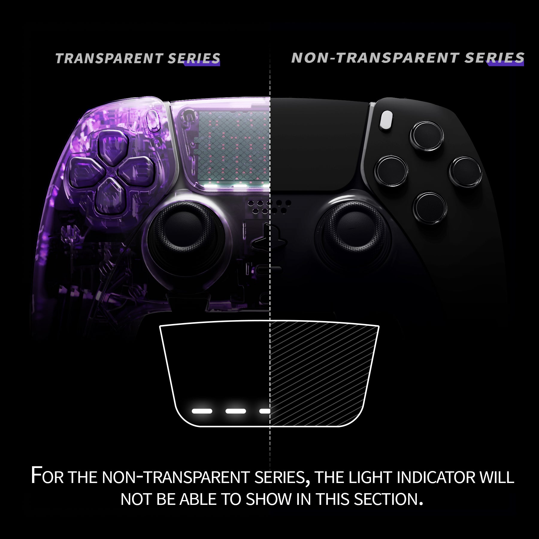 eXtremeRate Black Left Right Front Housing Shell with Touchpad