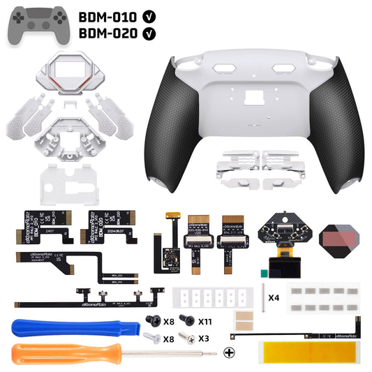 eXtremeRate SPARK Back Paddles Kit with OLED Display & Clicky Trigger Stops & Ergonomic Grips for PS5 Controller BDM-010/020 - Rubberized White & Black