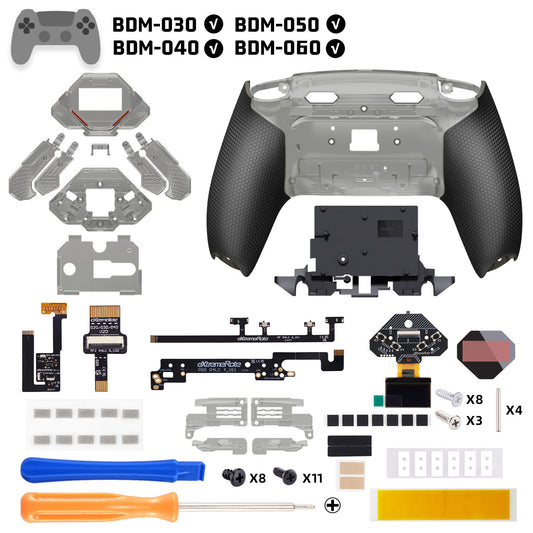eXtremeRate SPARK Back Paddles Kit with OLED Display & Clicky Trigger Stops & Ergonomic Grips for PS5 Controller BDM-030/040/050/060 - Rubberized Clear Black
