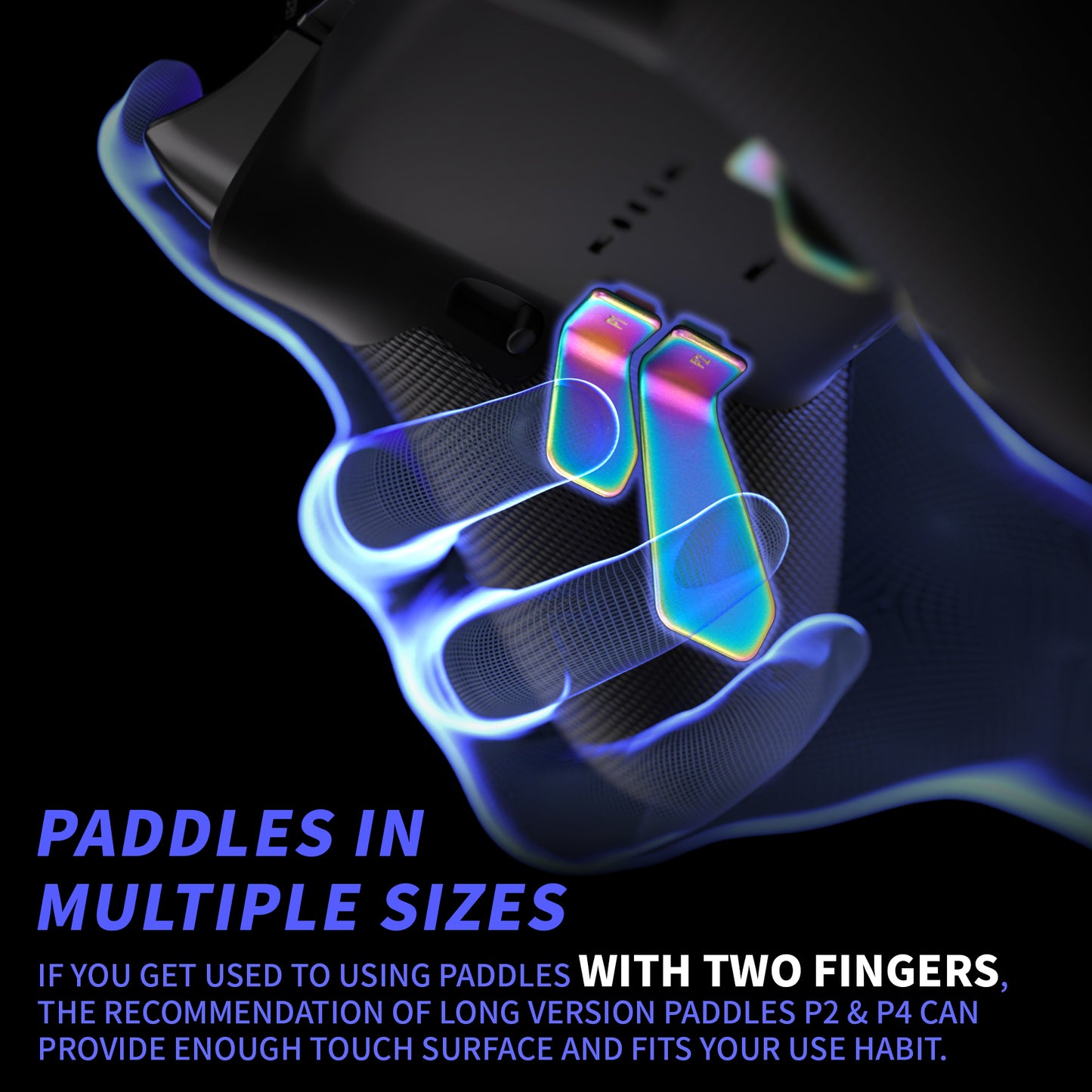 eXtremeRate Retail Metalic Rainbow Aura Blue & Purple 6in1 Replacement Interchangeable Swift Back Paddles for Xbox One Elite & Elite Series 2 Controller