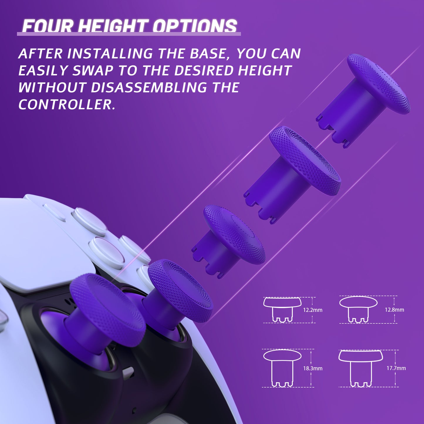eXtremeRate ThumbsGear V3 Interchangeable Ergonomic Thumbstick for PS5 & PS4 Controller - Purple