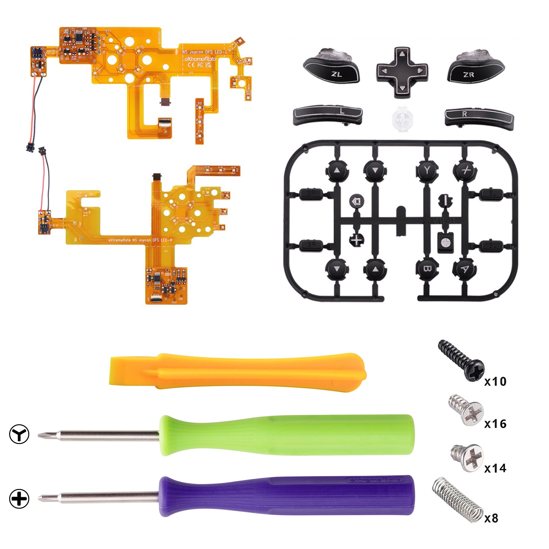 eXtremeRate 7 Colors 9 Modes NS Joycon DFS LED Kit, Multi-Colors