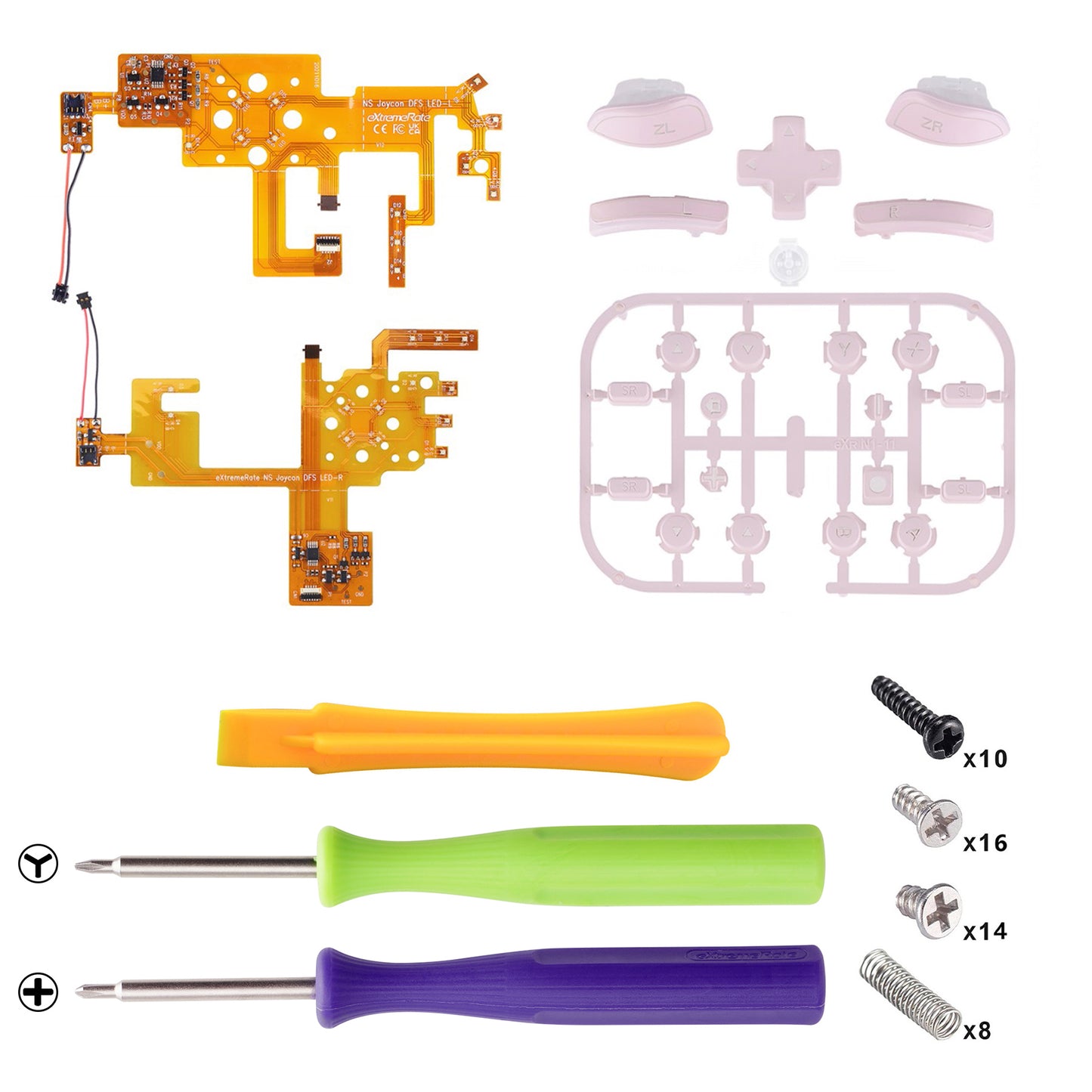 eXtremeRate Multi-Colors Luminated Buttons DFS LED Kit for NS Switch  & Switch OLED Model Joycon - Cherry Blossoms Pink