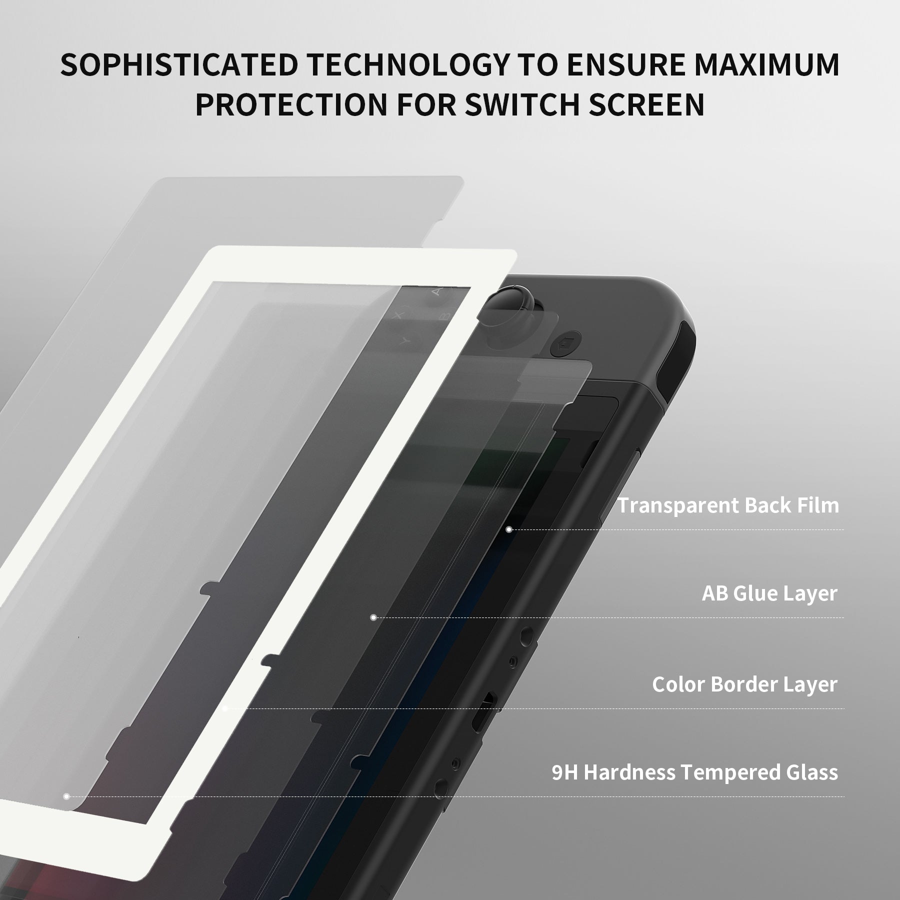 eXtremeRate Retail 2 Pack White Border Transparent HD Clear Saver Protector Film, Tempered Glass Screen Protector for Nintendo Switch [Anti-Scratch, Anti-Fingerprint, Shatterproof, Bubble-Free] - NSPJ0703