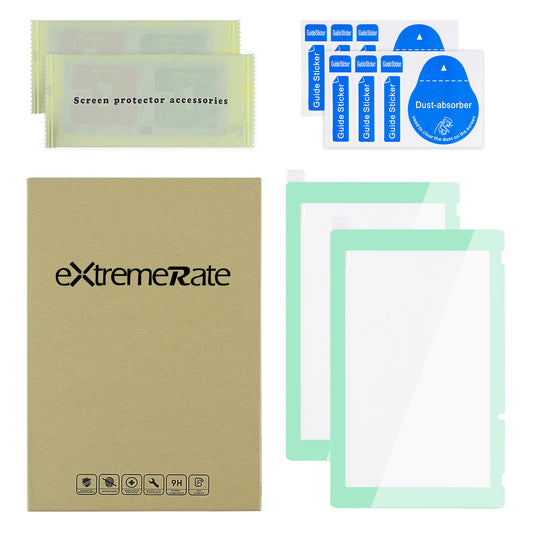 eXtremeRate 2 Pack Transparent HD Clear Tempered Glass Screen Protector for Nintendo Switch - Antique Misty Green