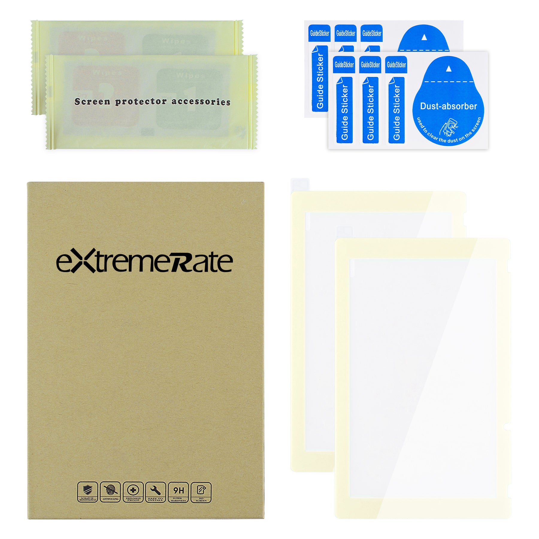 eXtremeRate 2 Pack Transparent HD Clear Tempered Glass Screen Protector for Nintendo Switch - Antique Yellow Border - Thumbnail 5