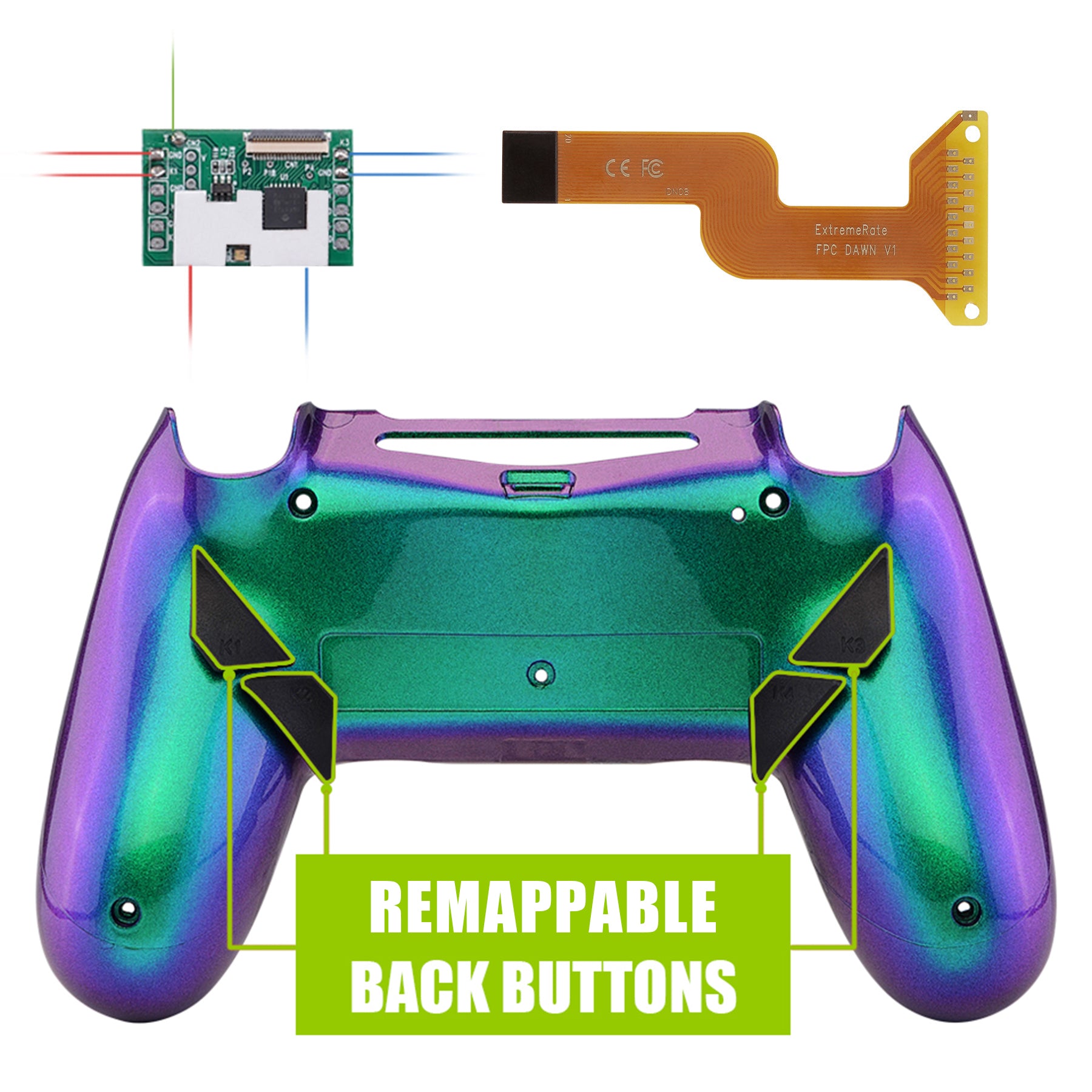eXtremeRate Chameleon Green Purple Dawn Remappable Remap Kit for