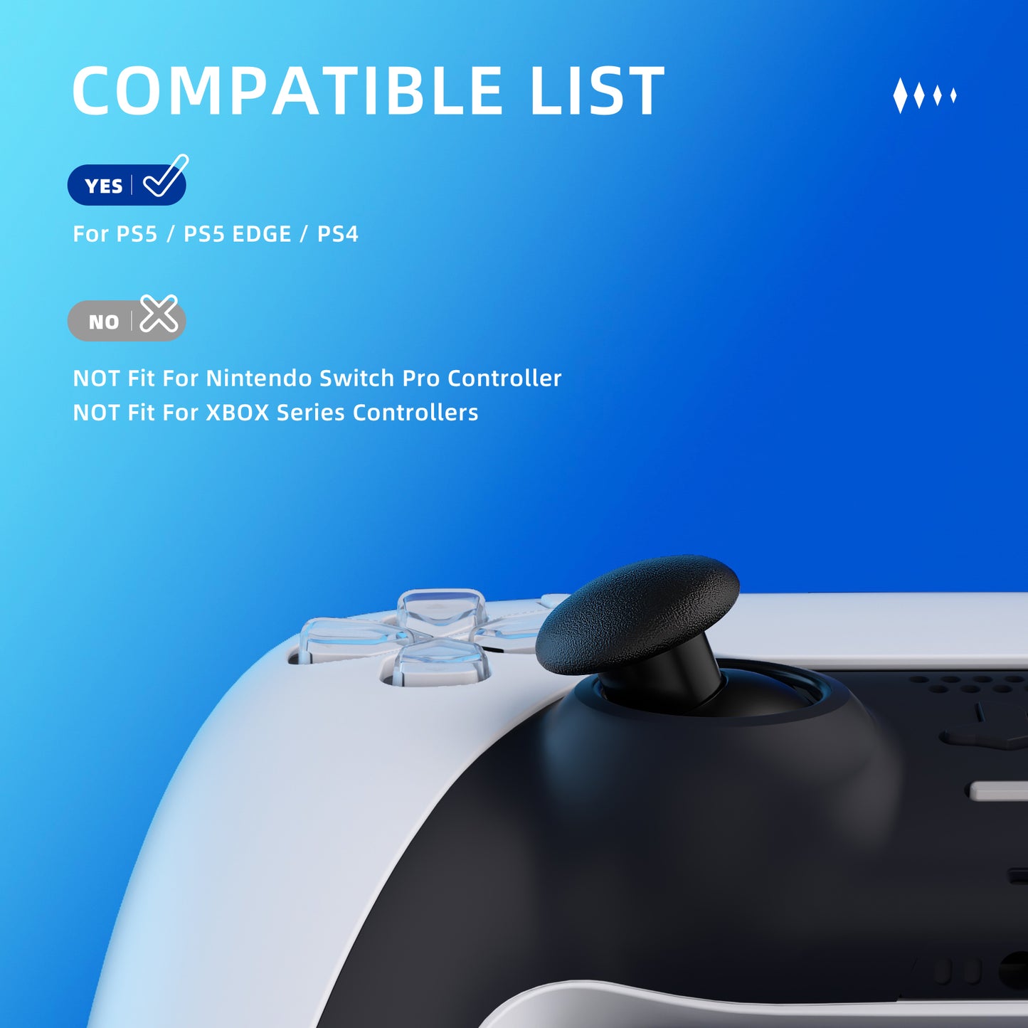 eXtremeRate EDGE Sticks Replacement Interchangeable Thumbsticks for PS5 & PS5 Edge & PS4 All Model Controllers - Black