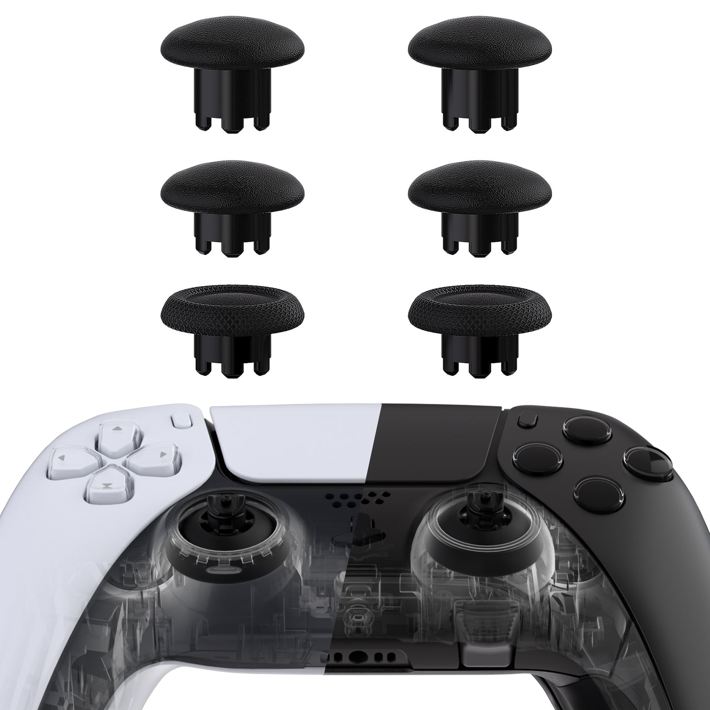 eXtremeRate EDGE Sticks Replacement Interchangeable Thumbsticks for PS5 & PS5 Edge & PS4 All Model Controllers - Black