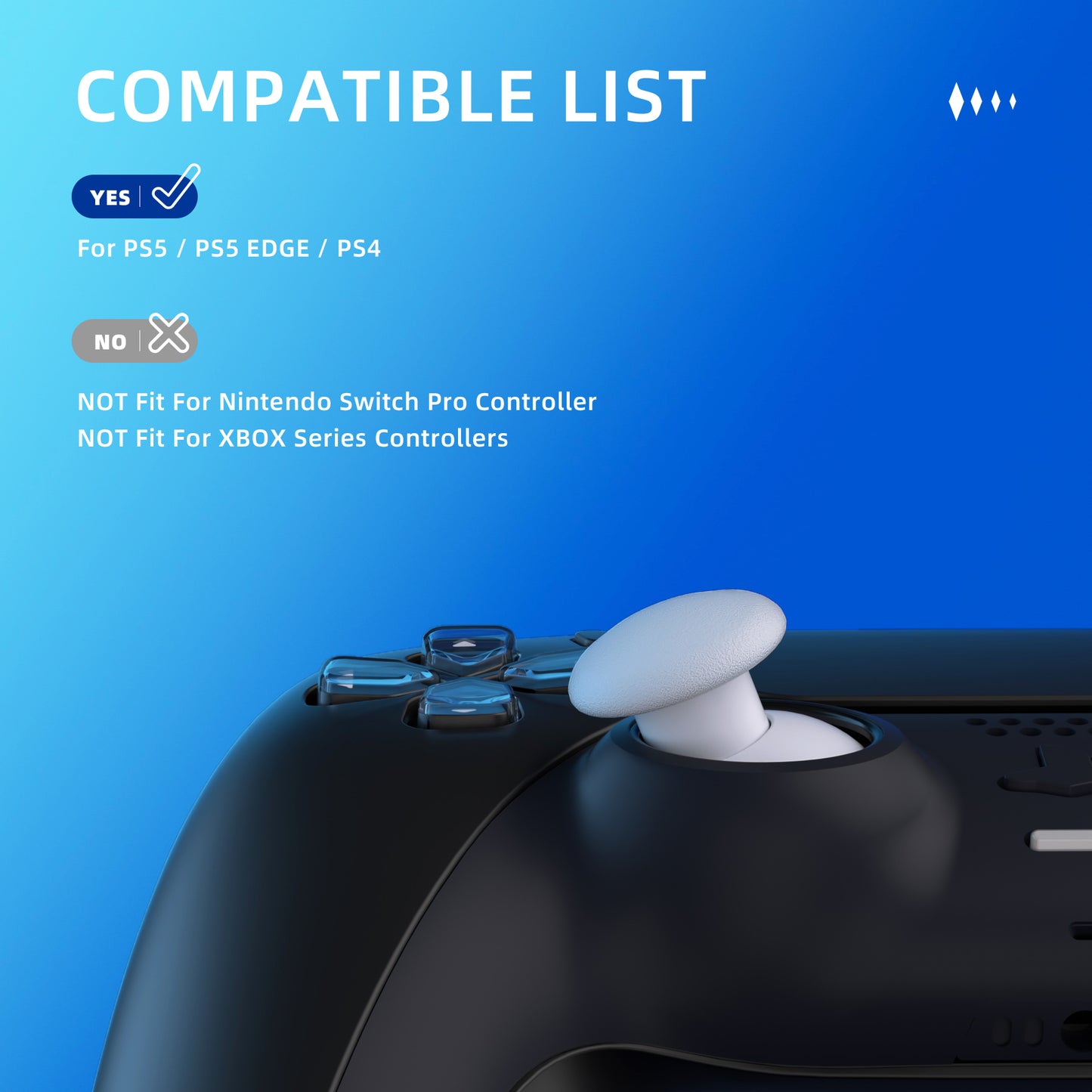 eXtremeRate EDGE Sticks Replacement Interchangeable Thumbsticks for PS5 & PS5 Edge & PS4 All Model Controllers - Solid White