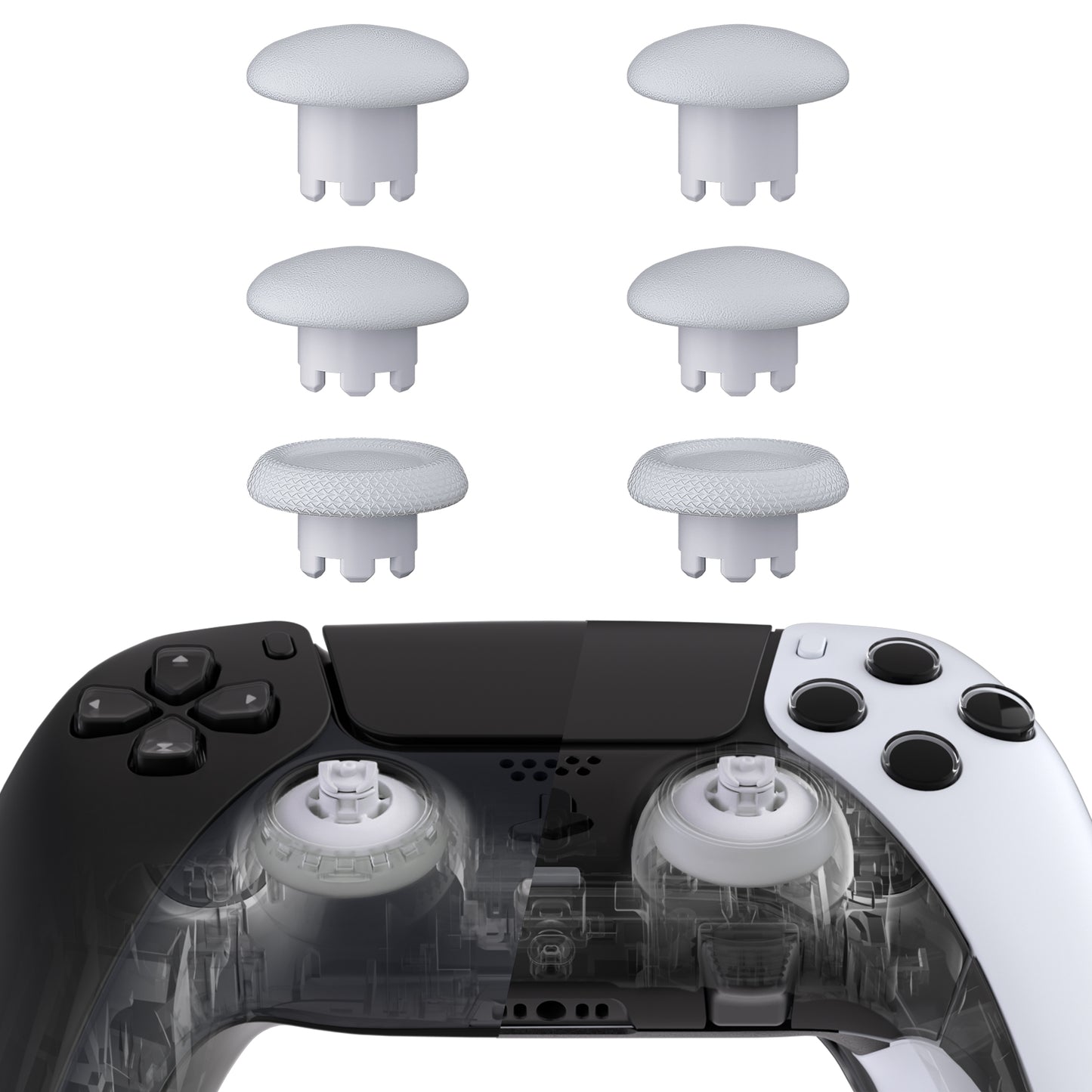 eXtremeRate EDGE Sticks Replacement Interchangeable Thumbsticks for PS5 & PS5 Edge & PS4 All Model Controllers - Solid White