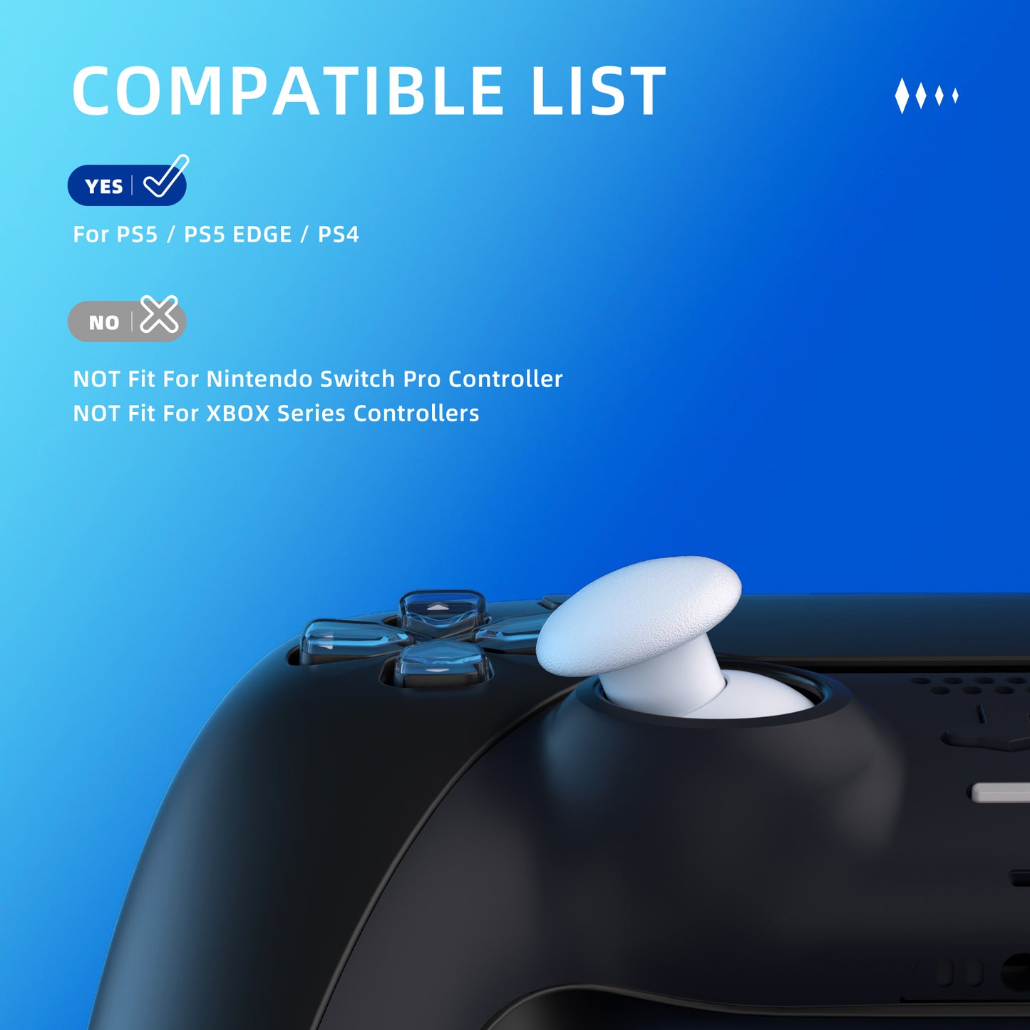 eXtremeRate EDGE Sticks Replacement Interchangeable Thumbsticks for PS5 & PS5 Edge & PS4 All Model Controllers - Robot White