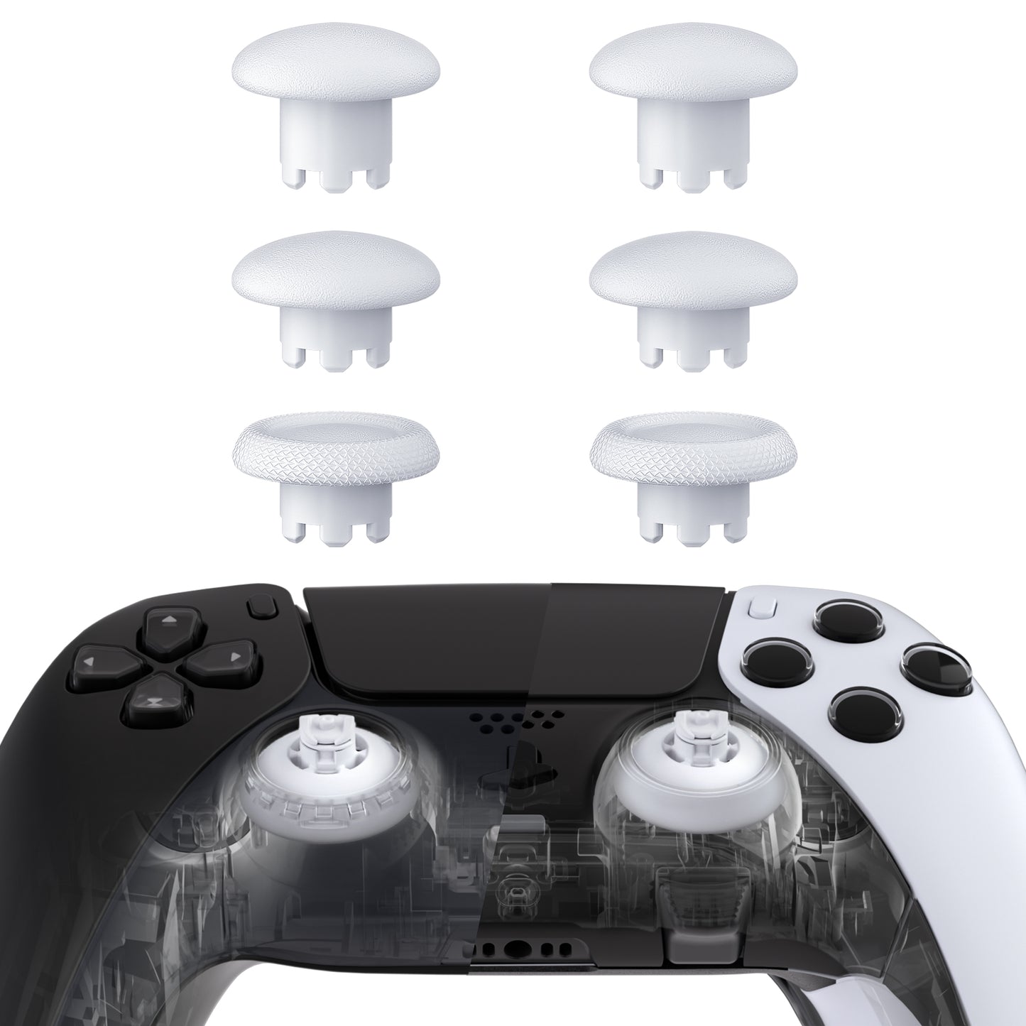 eXtremeRate EDGE Sticks Replacement Interchangeable Thumbsticks for PS5 & PS5 Edge & PS4 All Model Controllers - Robot White