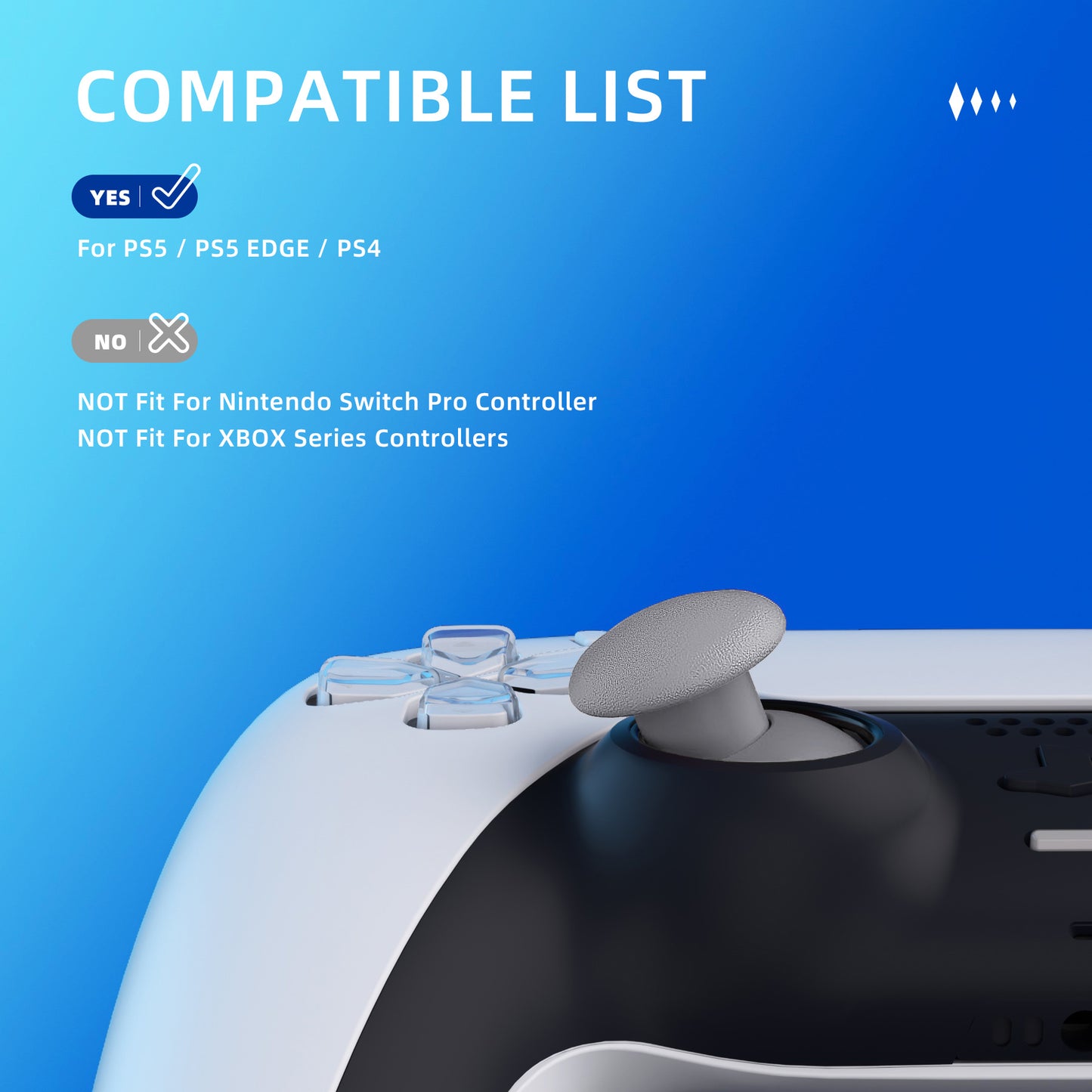 eXtremeRate EDGE Sticks Replacement Interchangeable Thumbsticks for PS5 & PS5 Edge & PS4 All Model Controllers - New Hope Gray