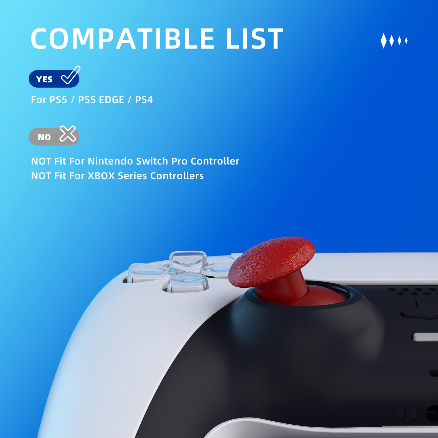 eXtremeRate EDGE Sticks Replacement Interchangeable Thumbsticks for PS5 & PS5 Edge & PS4 All Model Controllers - Carmine Red