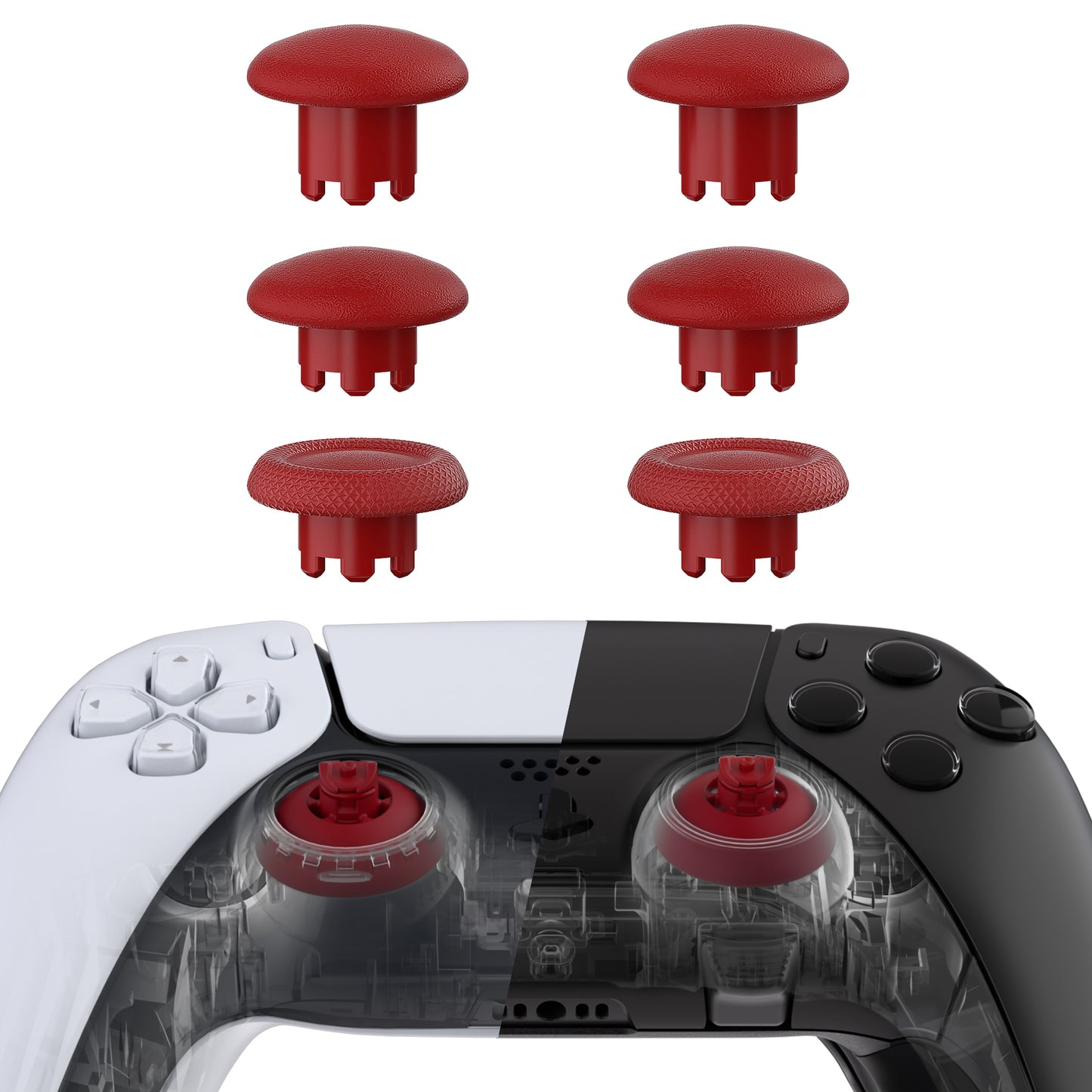 eXtremeRate EDGE Sticks Replacement Interchangeable Thumbsticks for PS5 & PS5 Edge & PS4 All Model Controllers - Carmine Red