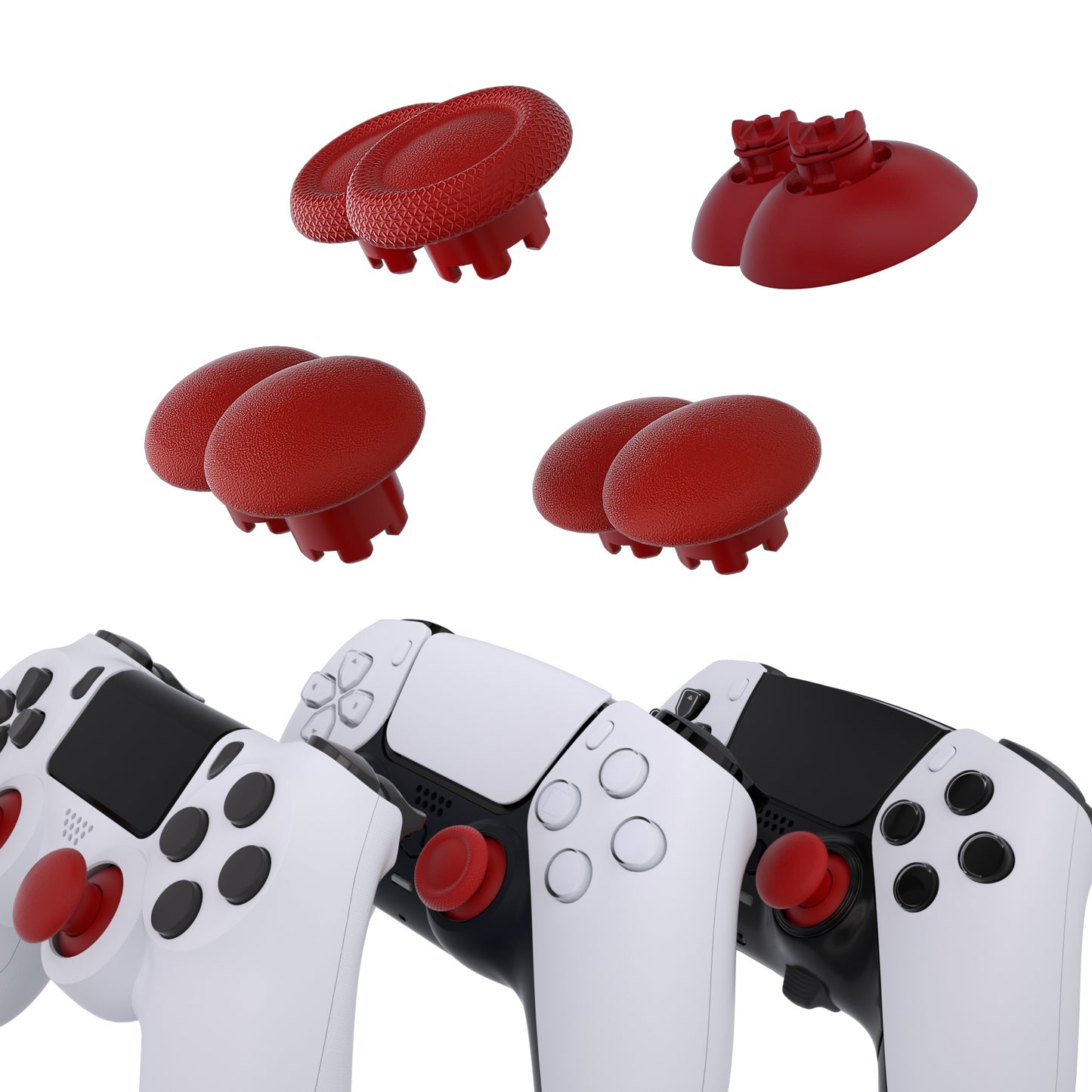 eXtremeRate EDGE Sticks Replacement Interchangeable Thumbsticks for PS5 & PS5 Edge & PS4 All Model Controllers - Carmine Red