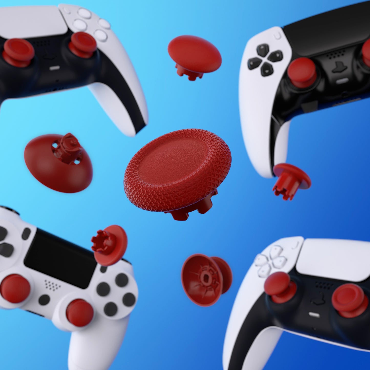 eXtremeRate EDGE Sticks Replacement Interchangeable Thumbsticks for PS5 & PS5 Edge & PS4 All Model Controllers - Carmine Red