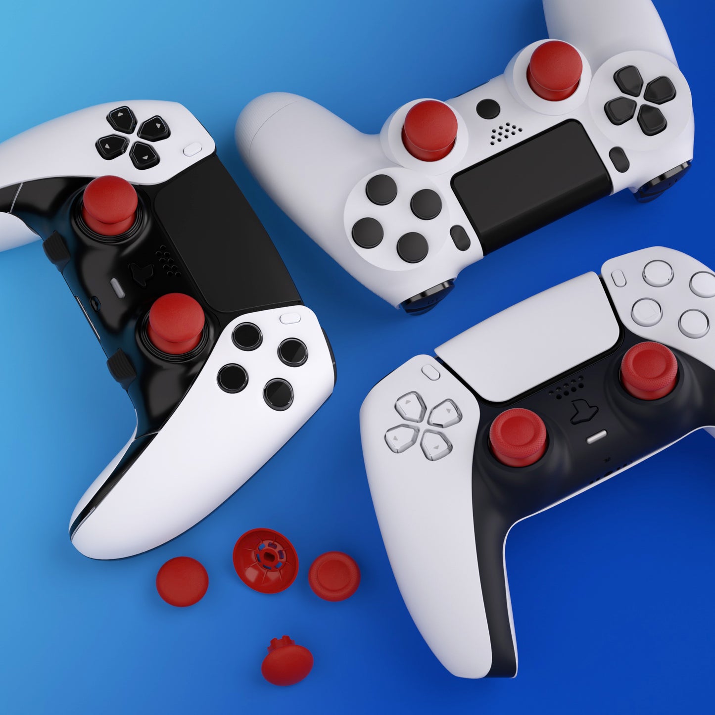 eXtremeRate EDGE Sticks Replacement Interchangeable Thumbsticks for PS5 & PS5 Edge & PS4 All Model Controllers - Carmine Red