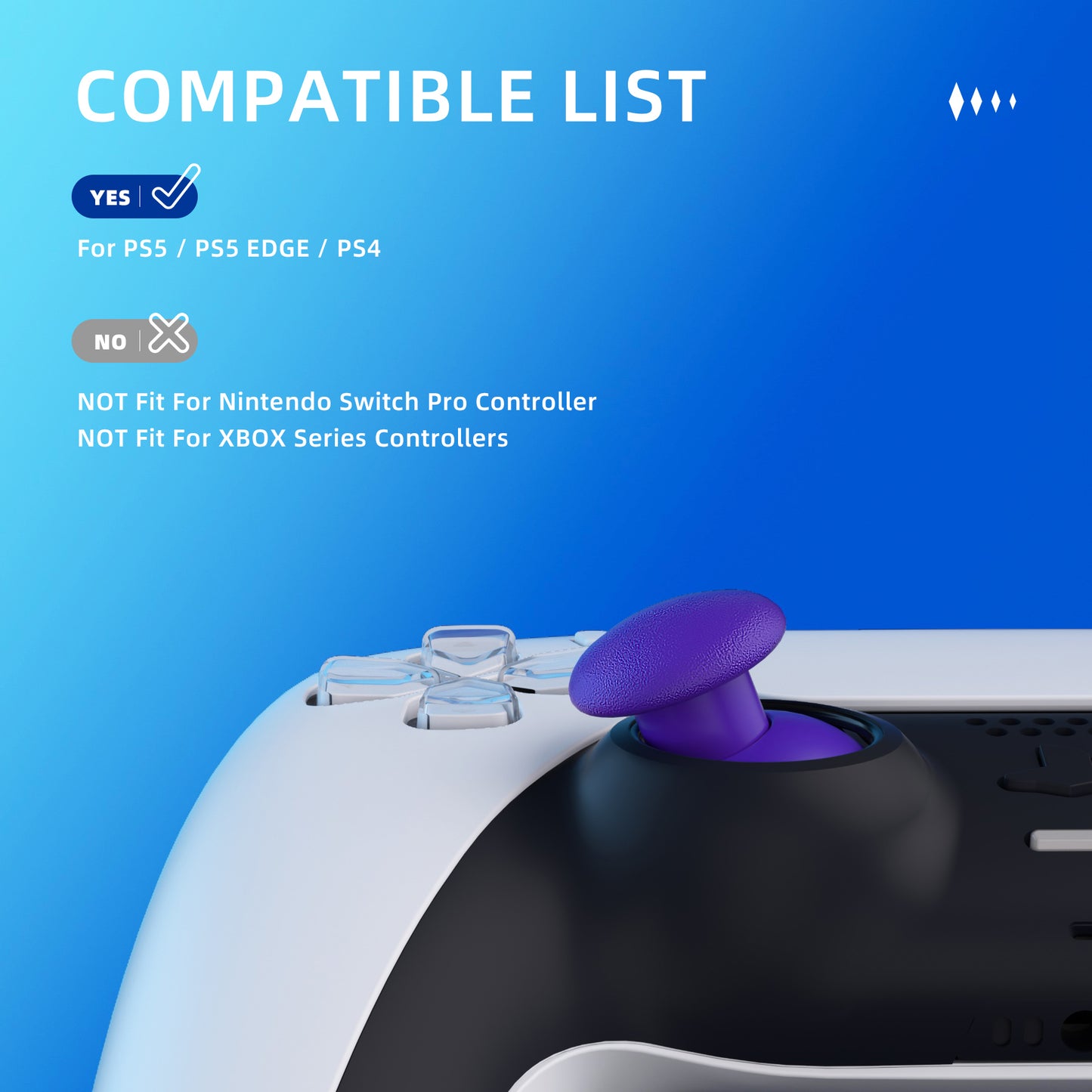 eXtremeRate EDGE Sticks Replacement Interchangeable Thumbsticks for PS5 & PS5 Edge & PS4 All Model Controllers - Purple