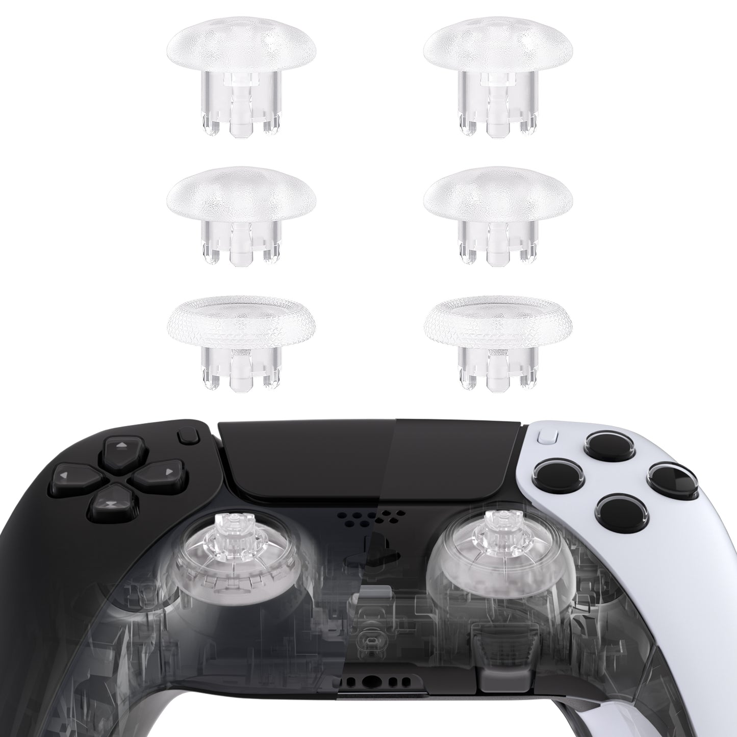 eXtremeRate EDGE Sticks Replacement Interchangeable Thumbsticks for PS5 & PS5 Edge & PS4 All Model Controllers - Clear