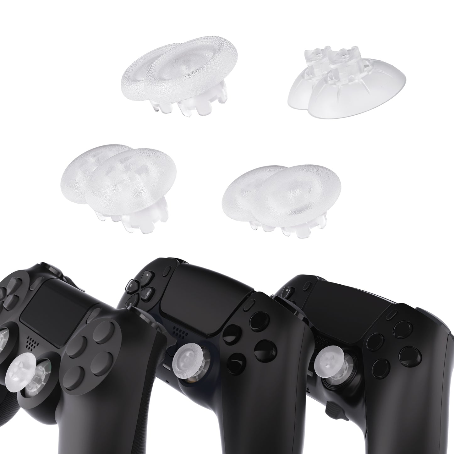 eXtremeRate EDGE Sticks Replacement Interchangeable Thumbsticks for PS5 & PS5 Edge & PS4 All Model Controllers - Clear