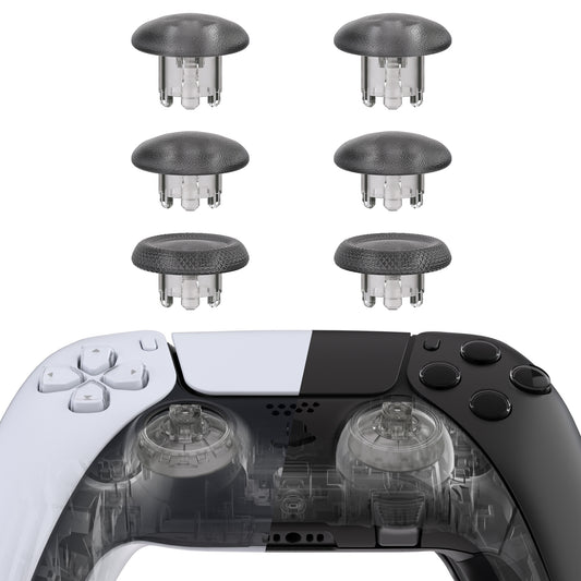 eXtremeRate EDGE Sticks Replacement Interchangeable Thumbsticks for PS5 & PS5 Edge & PS4 All Model Controllers - Clear Black