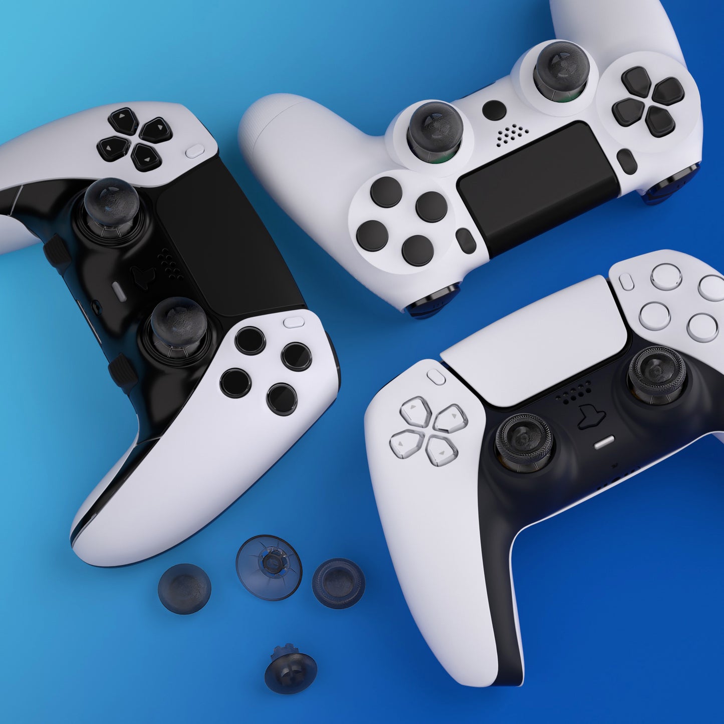 eXtremeRate EDGE Sticks Replacement Interchangeable Thumbsticks for PS5 & PS5 Edge & PS4 All Model Controllers - Clear Black