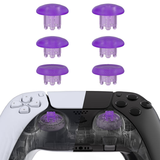 eXtremeRate EDGE Sticks Replacement Interchangeable Thumbsticks for PS5 & PS5 Edge & PS4 All Model Controllers - Clear Atomic Purple