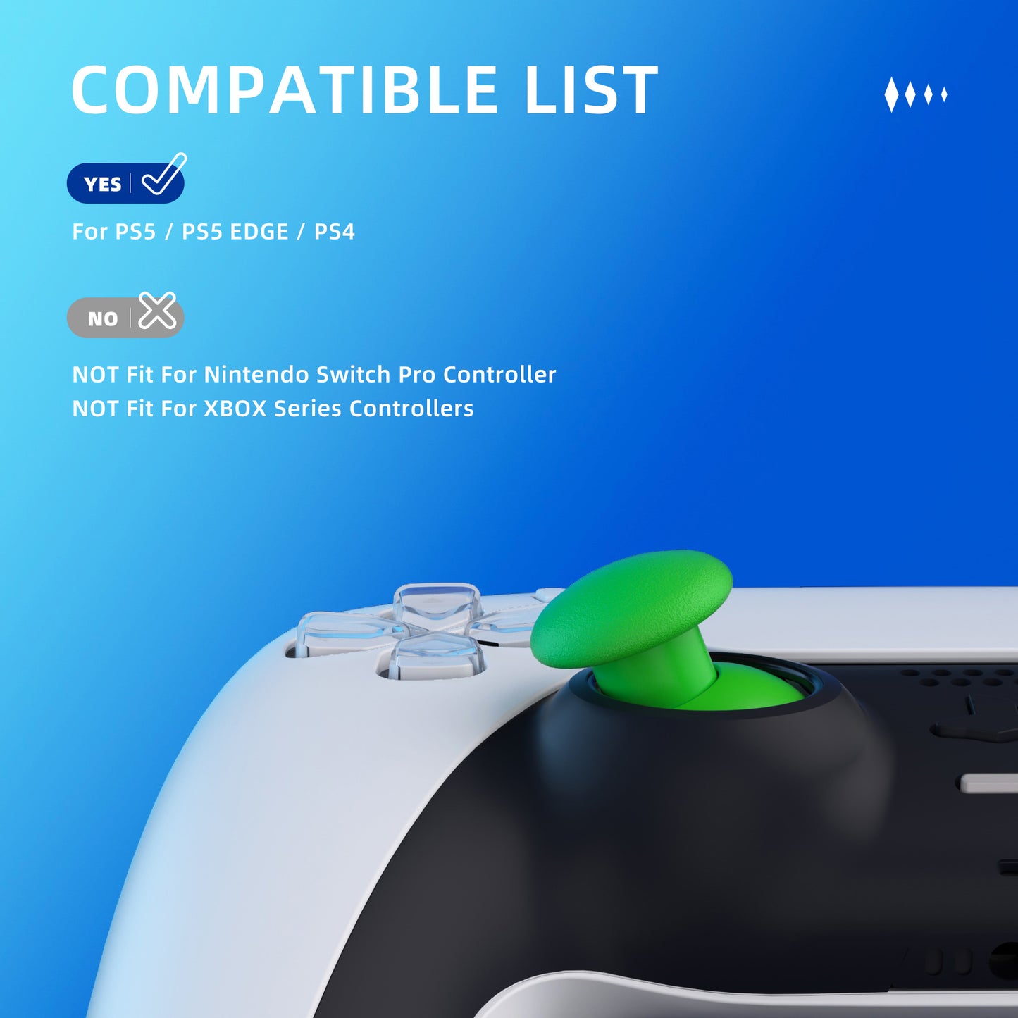 eXtremeRate EDGE Sticks Replacement Interchangeable Thumbsticks for PS5 & PS5 Edge & PS4 All Model Controllers - Green