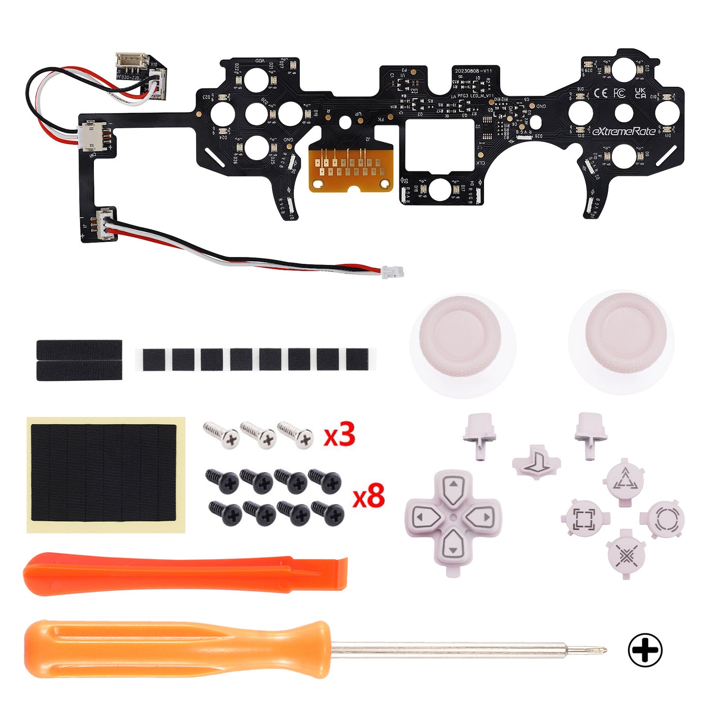 eXtremeRate Multi-Colors Luminated Buttons DTF V3 LED Kit for PS5 Controller BDM-030/040/050 - Cherry Blossoms Pink