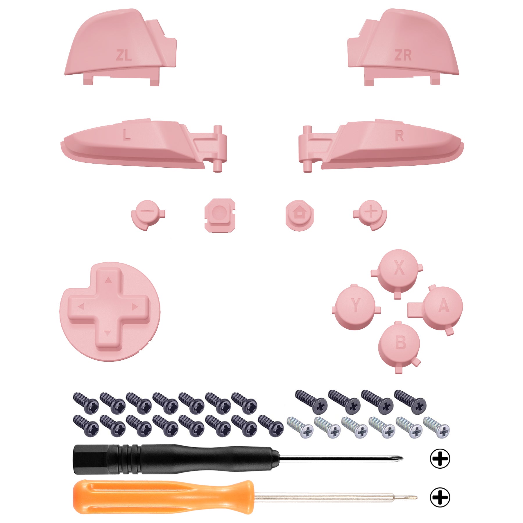 eXtremeRate Puffy Pink Repair ABXY D-pad ZR ZL L R Keys for