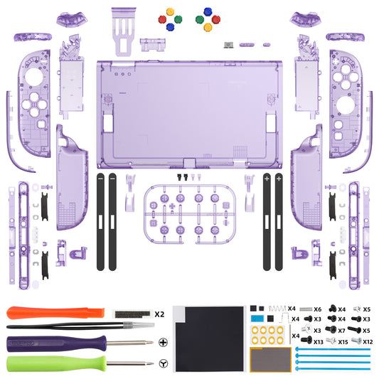 eXtremeRate DIY Replacement Full Set Shells with Buttons for Nintendo Switch 2 - Deluxe Version - Clear Atomic Purple