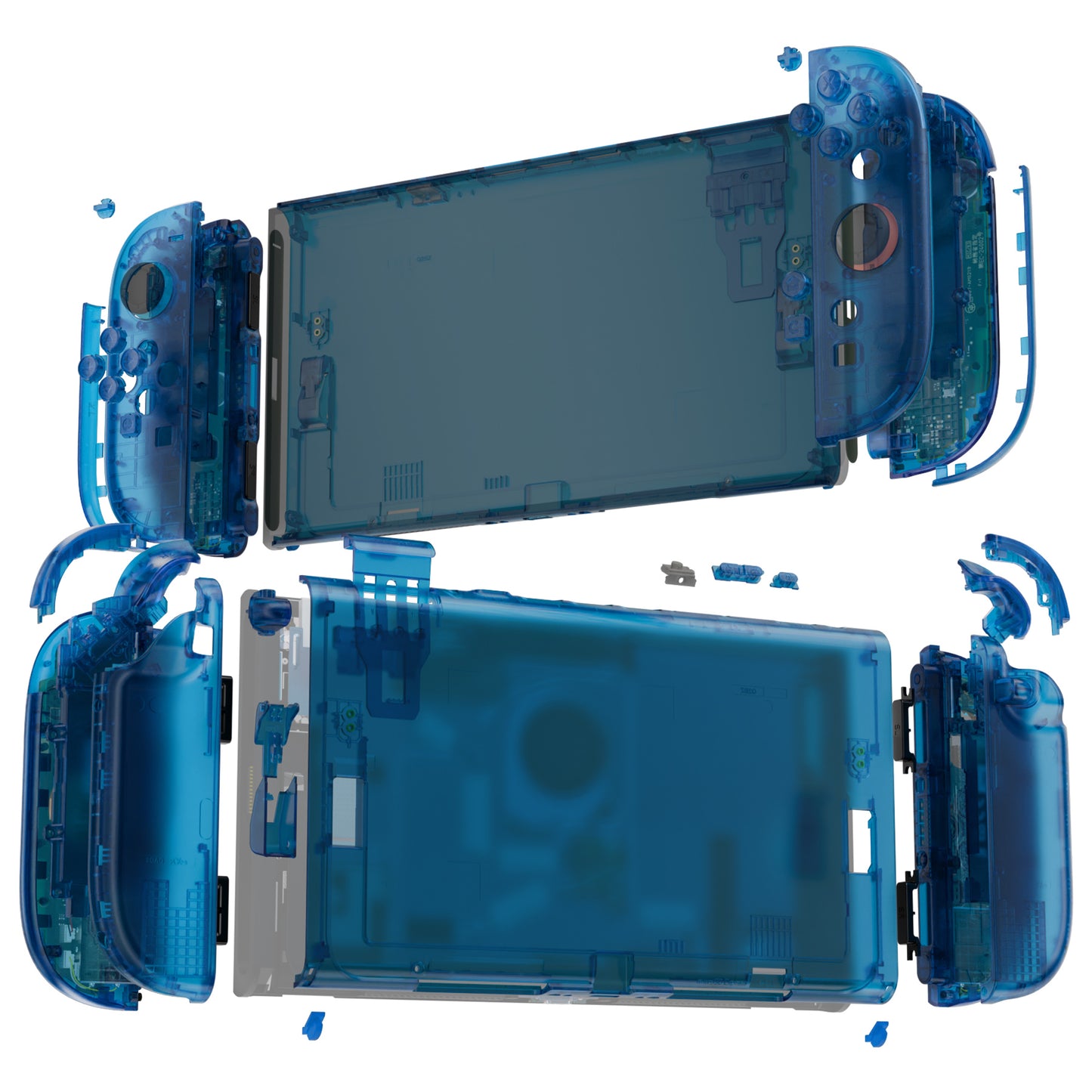 eXtremeRate DIY Replacement Full Set Shells with Buttons for Nintendo Switch 2 - Deluxe Version - Clear Blue